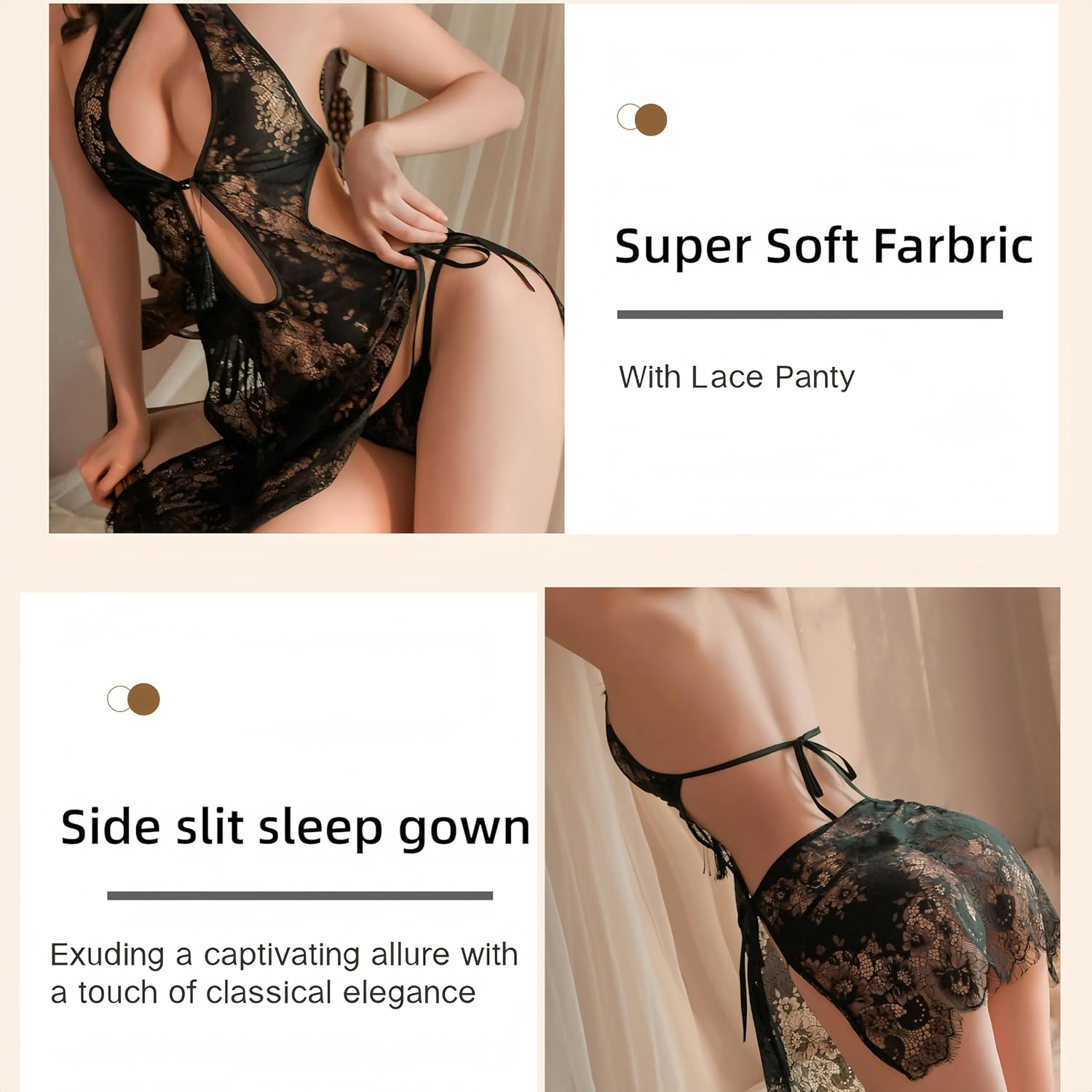 Buy Florea - G-string Chemise Deep V Neck - 12132 in Pakistan