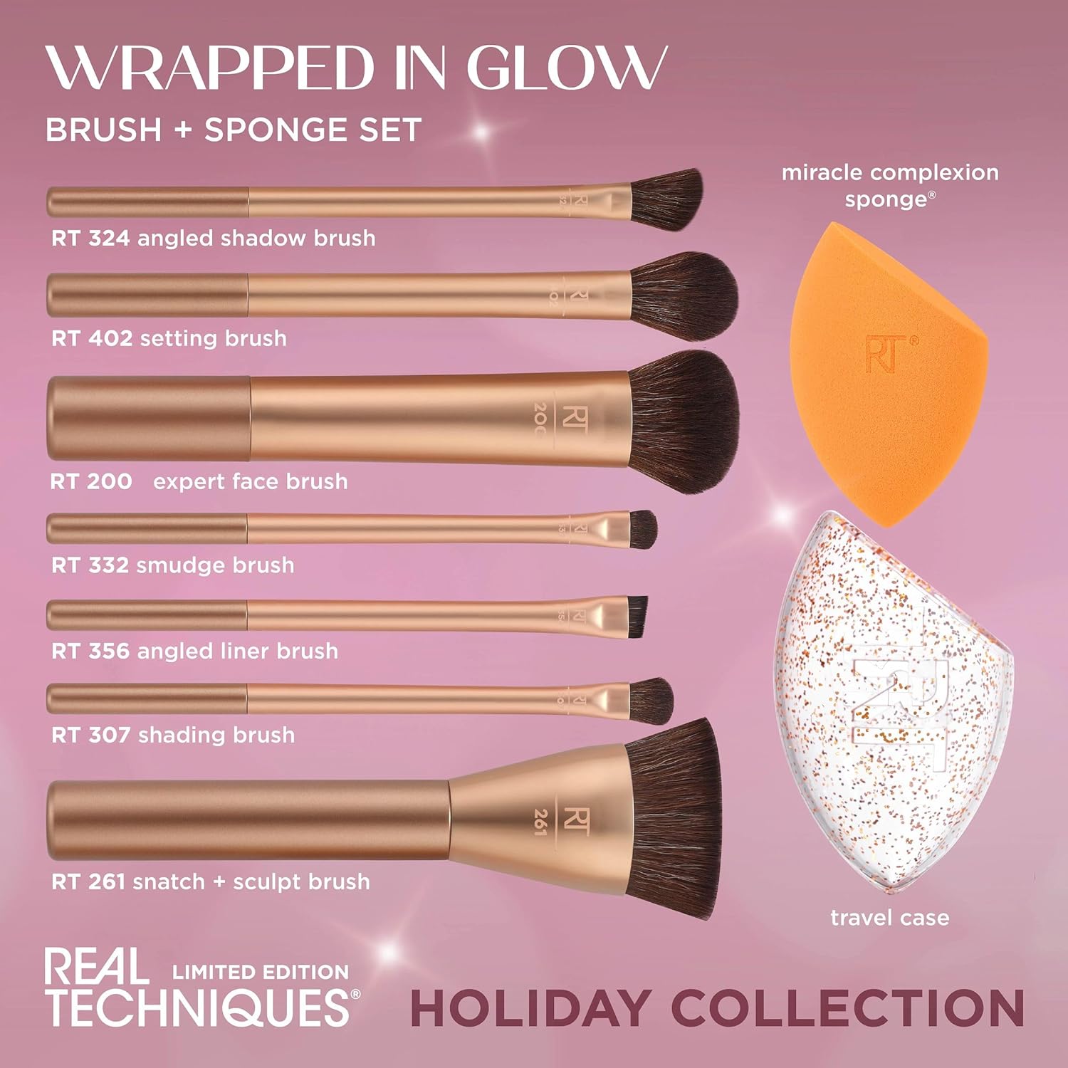 Buy Real Techniques Wrapped In Glow Brush + Sponge 9 Piece Holiday Gift Set in Pakistan