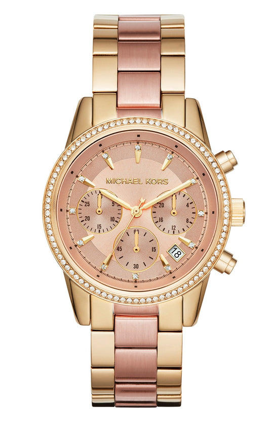 Buy Michael Kors Ritz Chronograph Gold Dial Two-tone Stainless Steel Womens Watch - Mk6475 in Pakistan