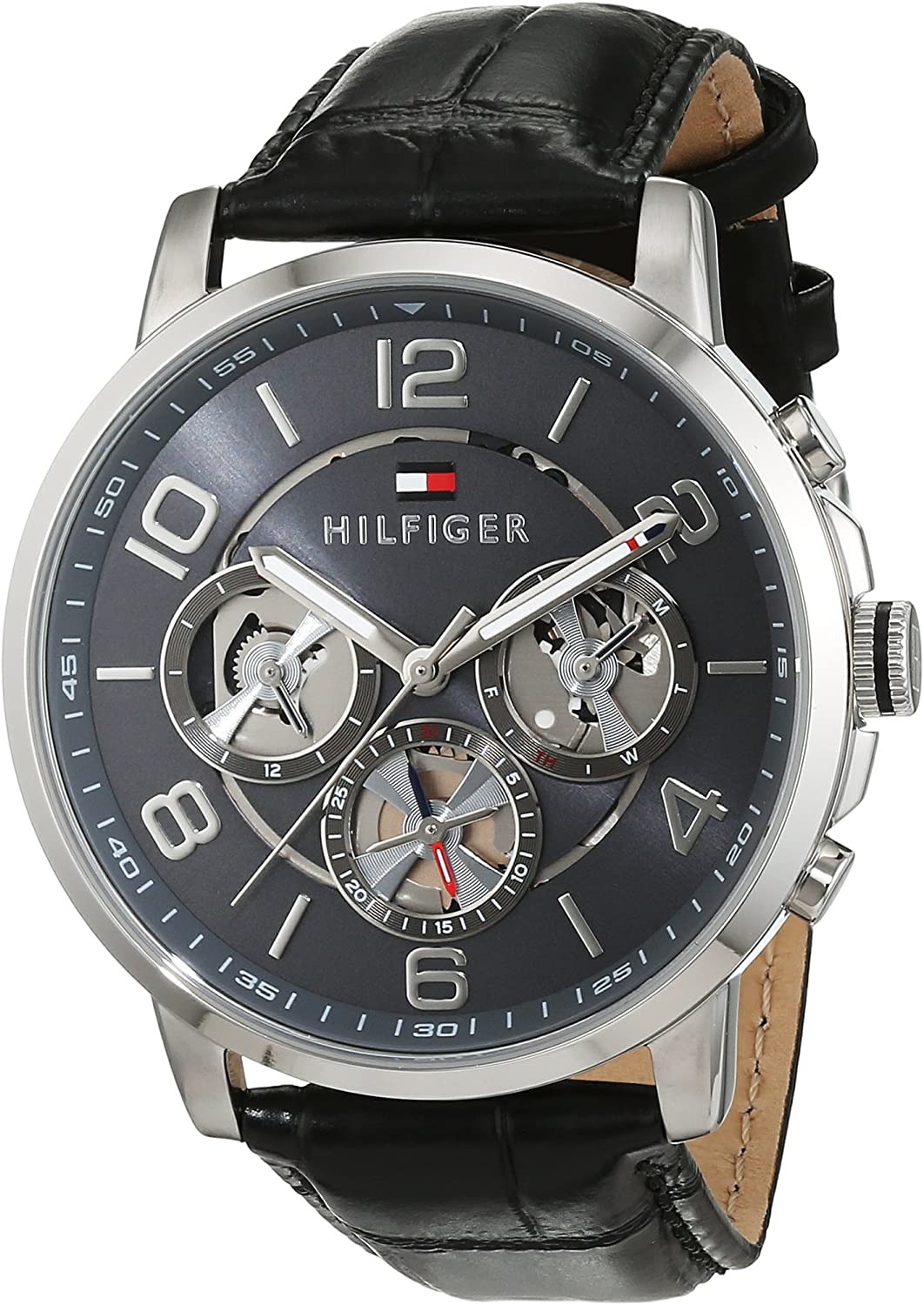 Buy Tommy Hilfiger Mens Quartz Leather Strap Multi Dial Grey Dial 44mm Watch - 1791289 in Pakistan