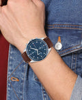 Buy Tommy Hilfiger Mens Quartz Leather Strap Blue Dial 44mm Watch - 1791837 in Pakistan