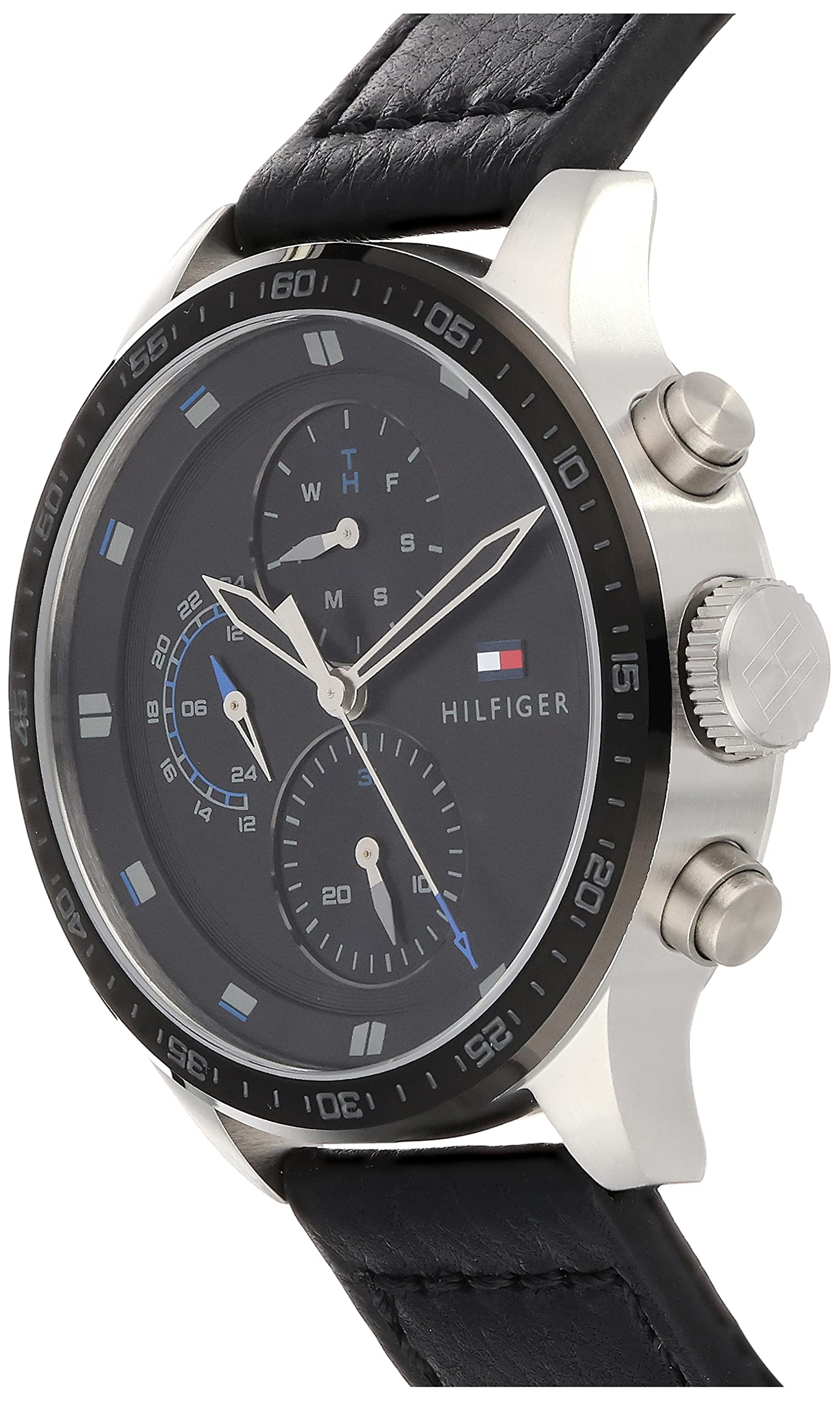 Buy Tommy Hilfiger Mens Quartz Leather Strap Black Dial 46mm Watch - 1791810 in Pakistan