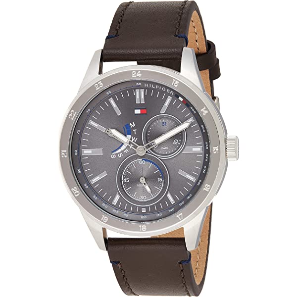 Buy Tommy Hilfiger Austin Grey Dial Brown Leather Strap Watch for Men - 1791637 in Pakistan