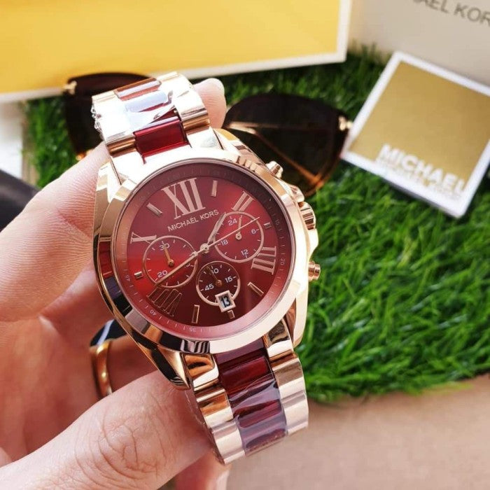 Buy Michael Kors Bradshaw Burgundy Red Chronograph Wrist Watch For Women - Mk6270 in Pakistan