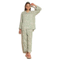 Buy Mint Bloom Linen Pajama Suit with Scrunchie in Pakistan