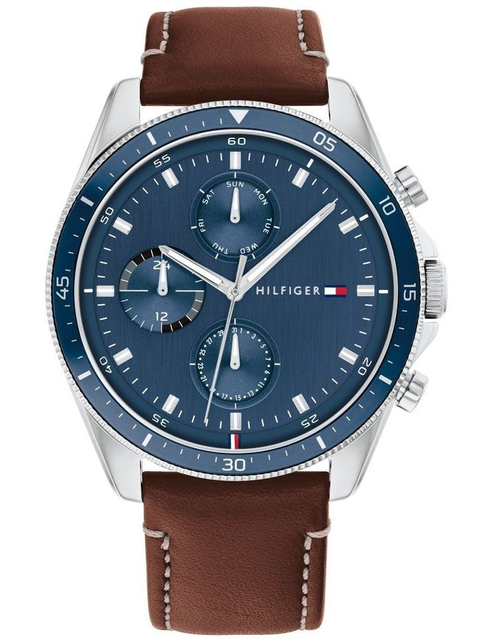Buy Tommy Hilfiger Mens Quartz Leather Strap Blue Dial 44mm Watch - 1791837 in Pakistan