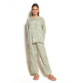 Buy Mint Bloom Linen Pajama Suit with Scrunchie in Pakistan
