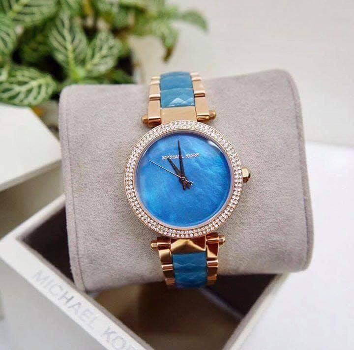 Buy Michael Kors Parker Blue Mother Of Pearl Dial Two Tone Steel Strap Ladies Watch - Mk6491 in Pakistan