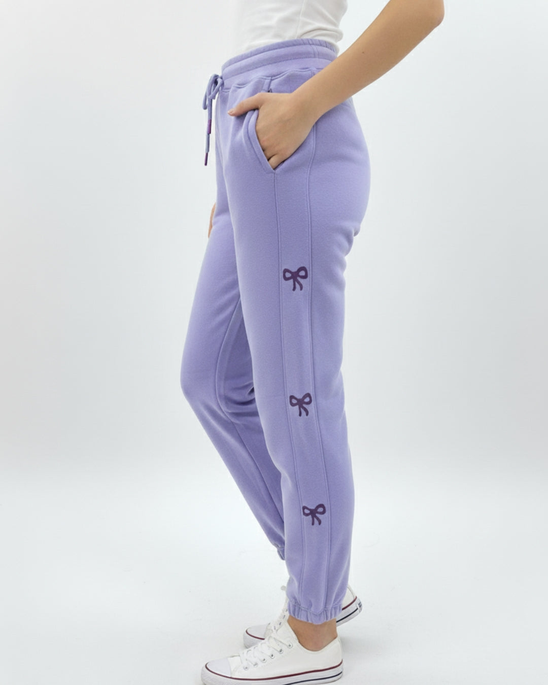 Buy Sajiero Fleece Trouser – Bow Print - Purple in Pakistan