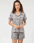 Buy Sajiero Silk PJ Set with Scrunchies - Snow Leopard in Pakistan