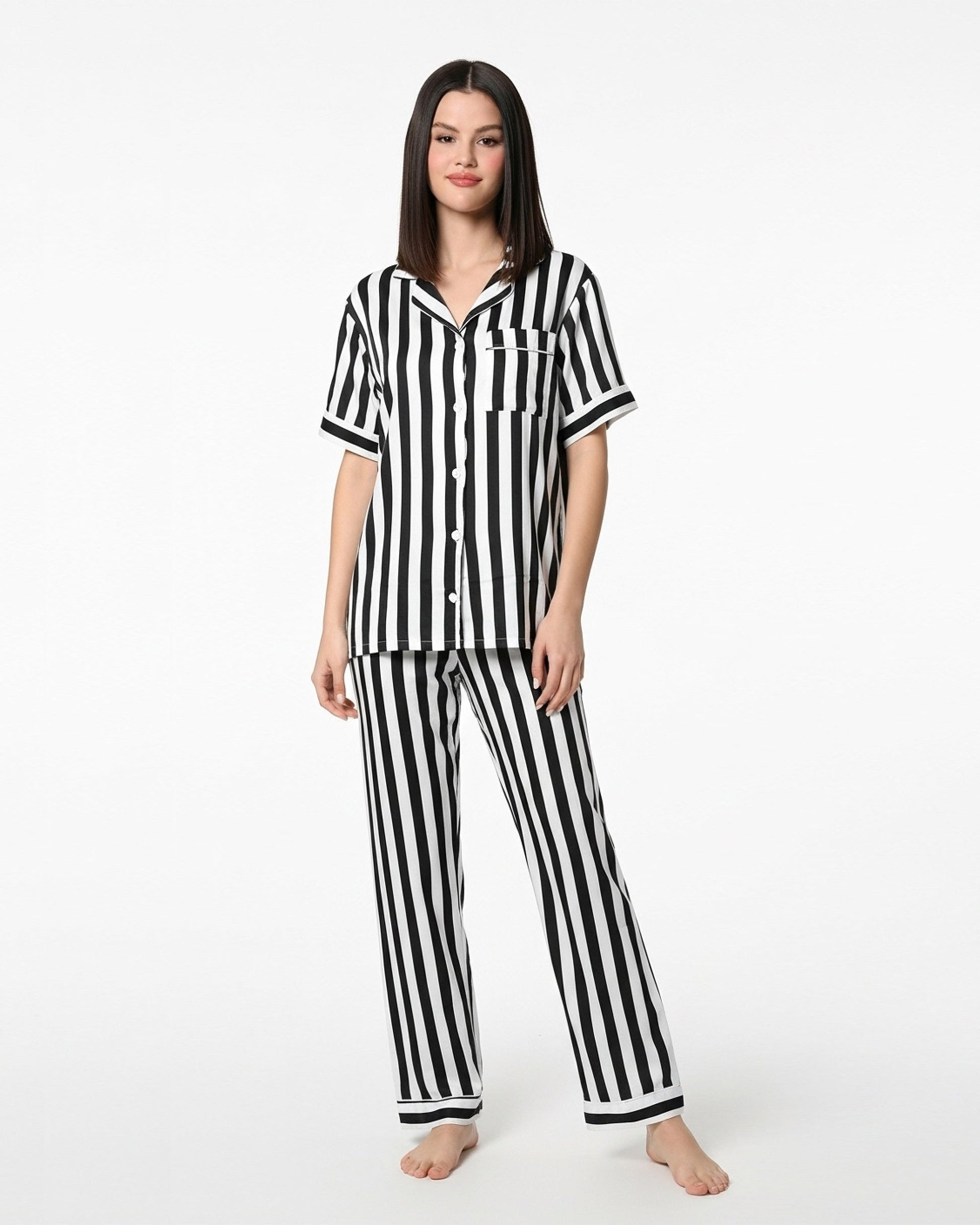 Buy Sajiero Linen Pajama Suit - Bold Stripes in Pakistan