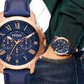 Buy Fossil Men's Quartz Chronograph Blue Leather Strap Blue Dial 44mm Watch FS4835 in Pakistan