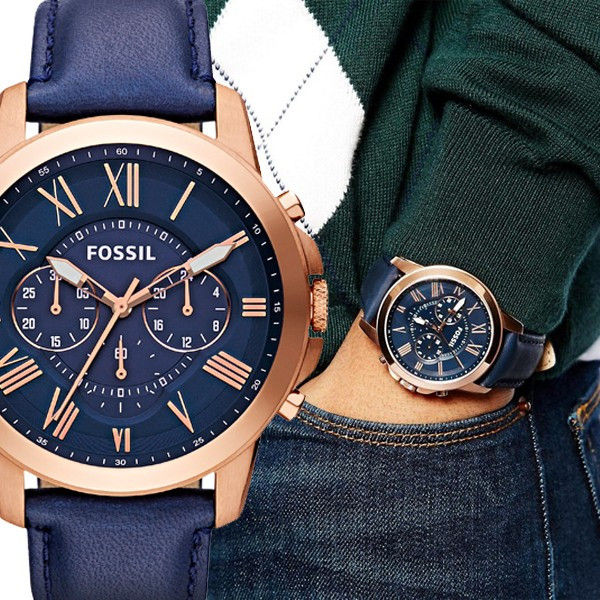 Buy Fossil Men's Quartz Chronograph Blue Leather Strap Blue Dial 44mm Watch FS4835 in Pakistan