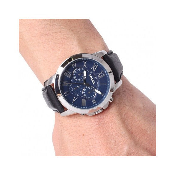 Buy Grant Navy Blue Dial Black Leather Strap Watch For Men in Pakistan