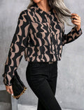 Buy Shein Allover Print Notched Neck Blouse in Pakistan