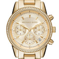 Buy Michael Kors Ritz Chronograph Gold Dial Gold Steel Strap Watch for Women - MK6356 in Pakistan