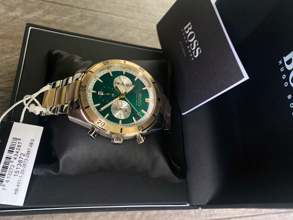 Buy Hugo Boss Mens Chronograph Quartz Stainless Steel Green Dial 44mm Watch - 1513872 in Pakistan