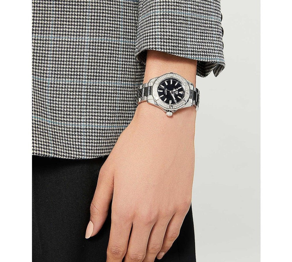 Buy Tag Heuer Aquaracer Lady 300M Black Dial with Diamonds Two Tone Steel Strap Watch for Women - WAY131E.BA0913 in Pakistan