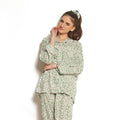 Buy Mint Bloom Linen Pajama Suit with Scrunchie in Pakistan