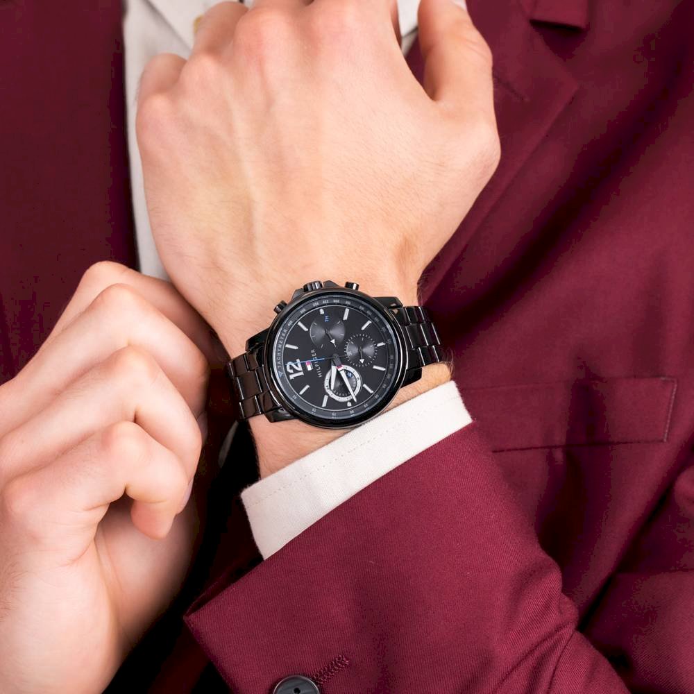 Buy Tommy Hilfiger Mens Quartz Analog Stainless Steel Black Dial 44mm Watch - 1791529 in Pakistan