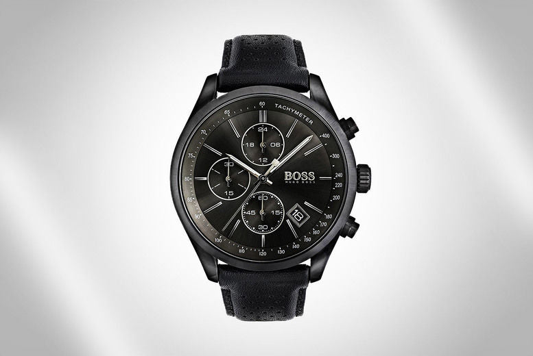 Buy Hugo Boss Mens Chronograph Quartz Leather Strap Black Dial 44mm Watch - 1513474 in Pakistan