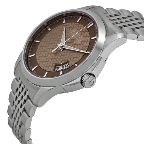 Buy Gucci G Timeless Brown Diamond Dial Silver Steel Strap Watch for Men - YA126412 in Pakistan