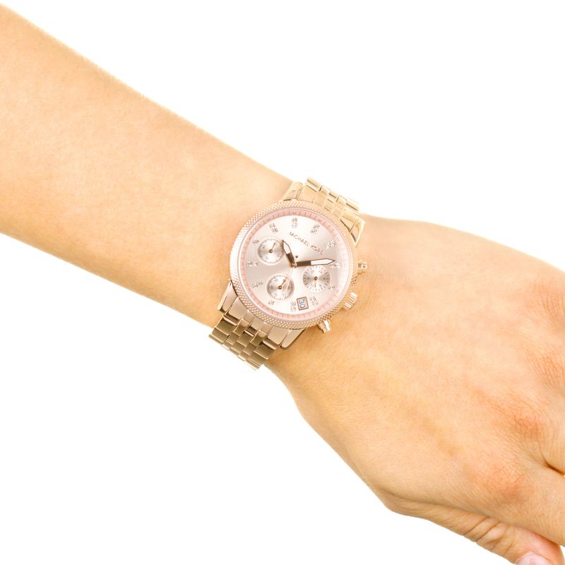 Buy Michael Kors Ritz Chronograph Rose Gold Dial Steel Ladies Watch - Mk6077 in Pakistan
