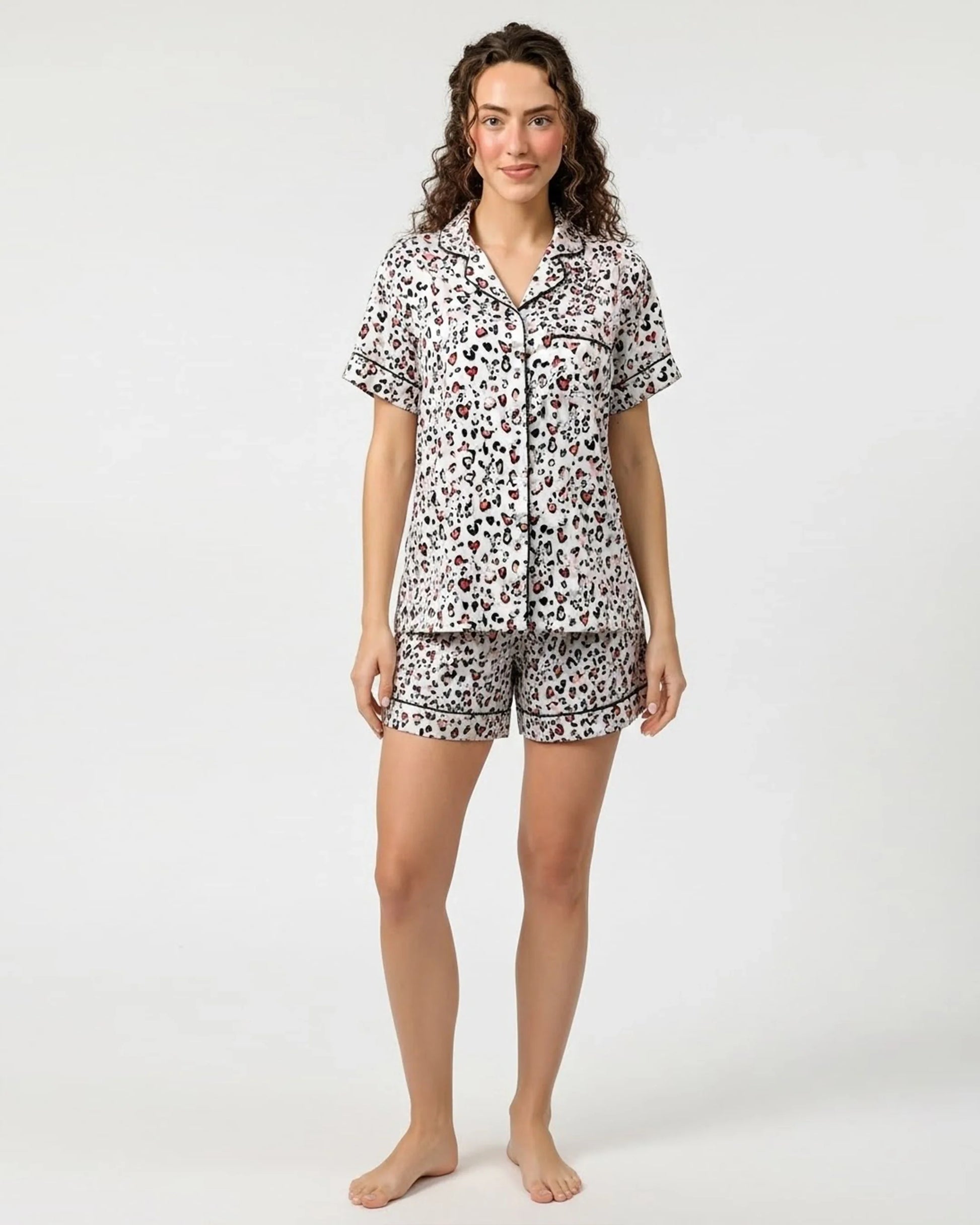 Buy Sajiero Silk PJ Set with Scrunchies - Snow Leopard in Pakistan