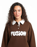 Buy Sajiero Fleece Polo Style Sweatshirt - FUSION - Brown in Pakistan
