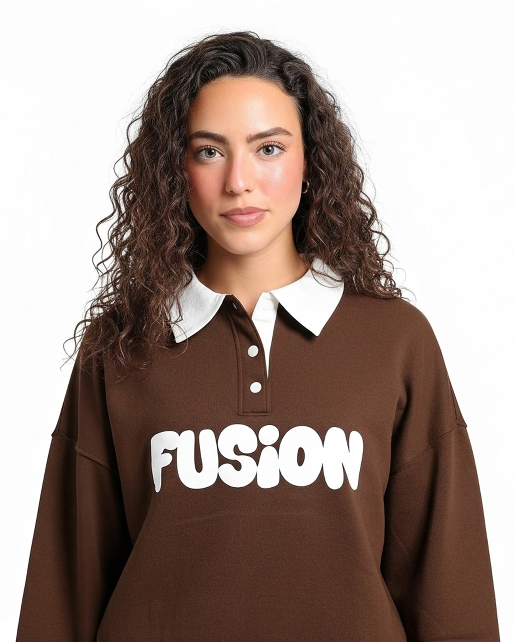 Buy Sajiero Fleece Polo Style Sweatshirt - FUSION - Brown in Pakistan