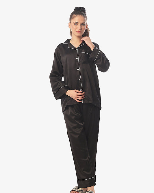 Buy Silk Pajama Suit with Scrunchie - Pearl in Pakistan