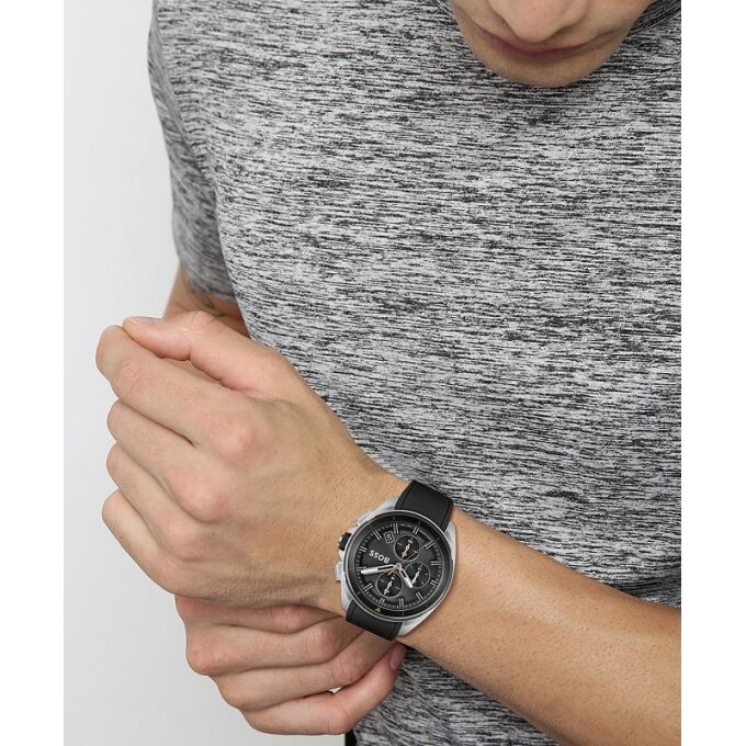 Buy Hugo Boss Chrono Volane Dial Black Silicone Watch for Men - 1513953 in Pakistan