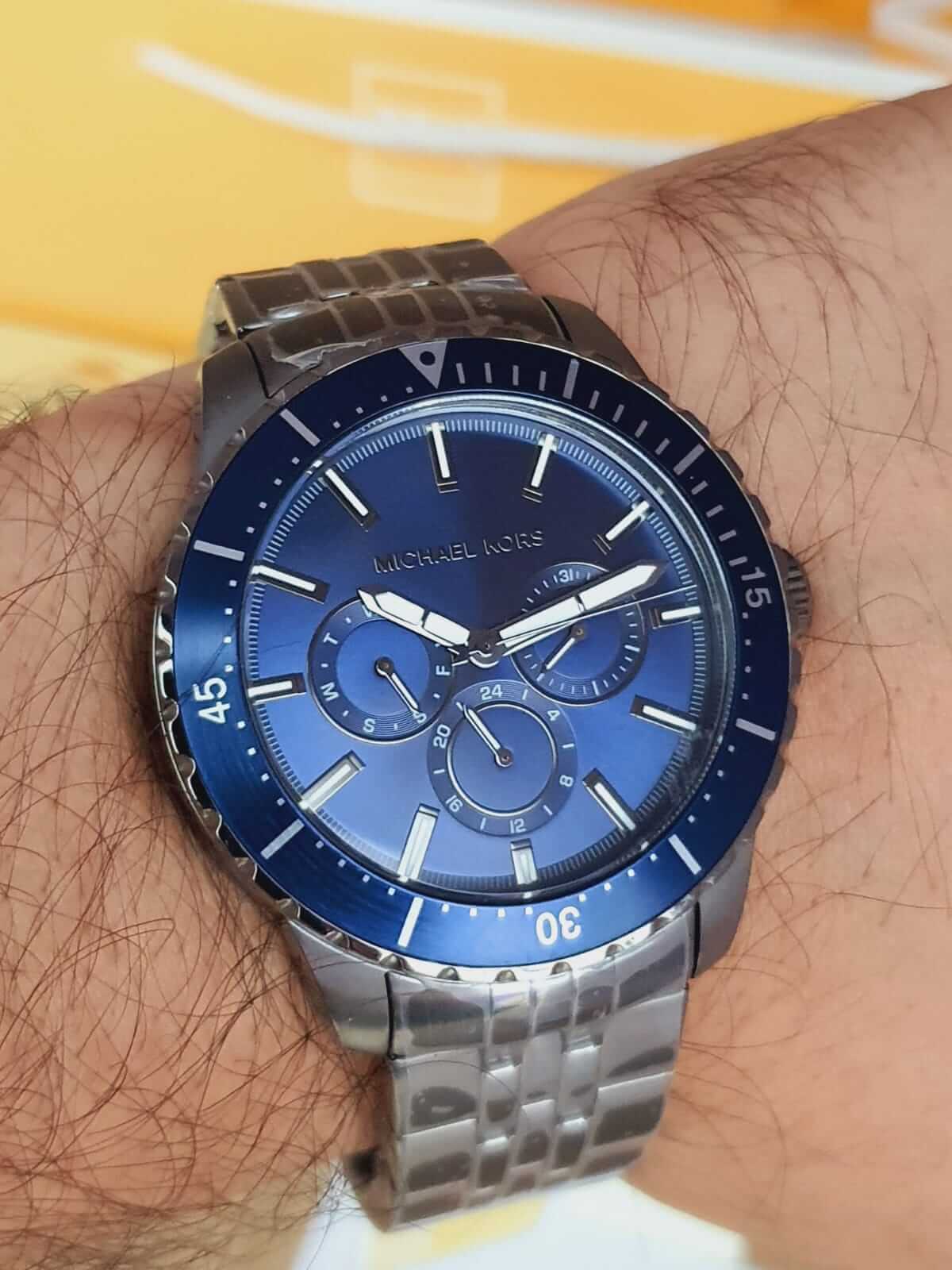 Buy Michael Kors Mens Chronograph Quartz Stainless Steel Blue Dial 44mm Watch - Mk7155 in Pakistan