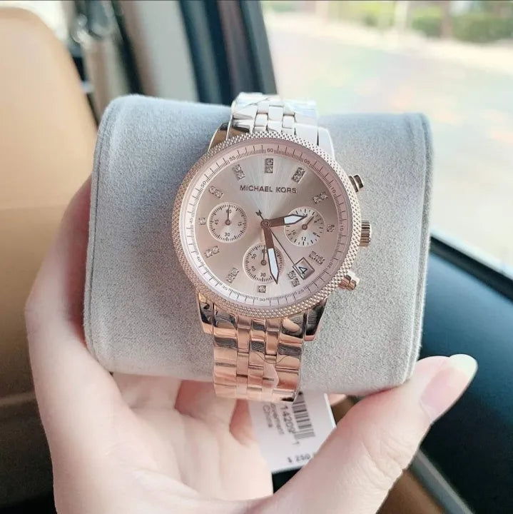 Buy Michael Kors Ritz Chronograph Rose Gold Dial Steel Ladies Watch - Mk6077 in Pakistan