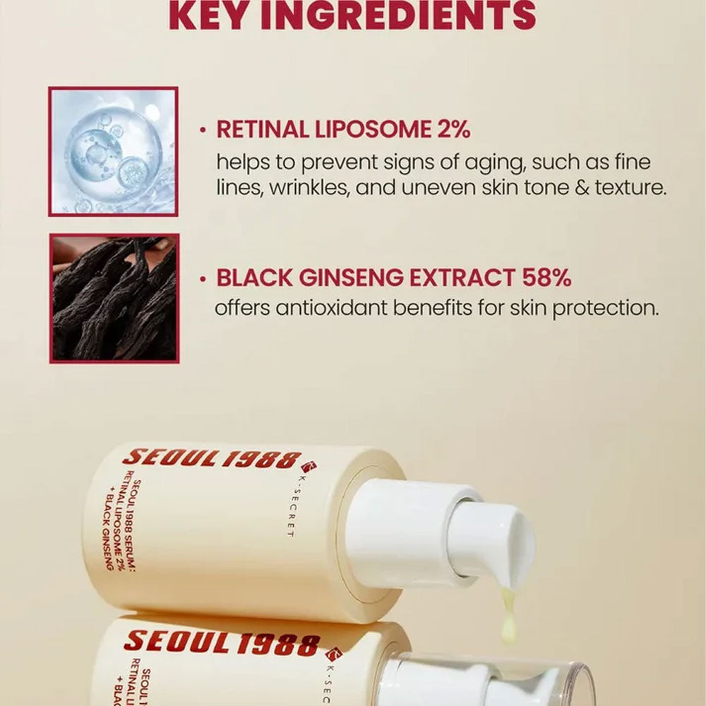 Buy K-Secret Seoul 1988 Serum Retinal Liposome 2% + Black Ginseng - 30ml in Pakistan