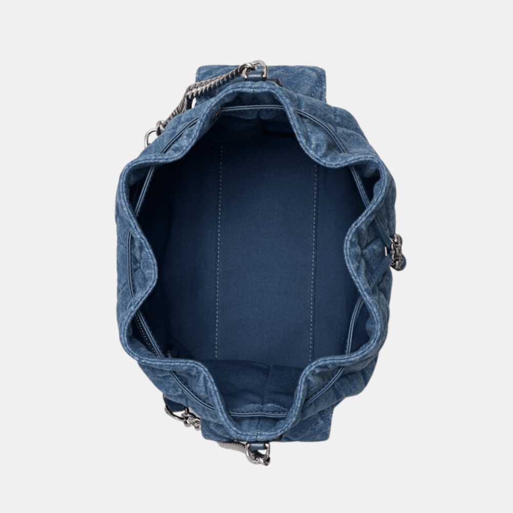 Buy Tory Burch Charlie Quilted Denim Drawstring Shoulder Bag in Pakistan