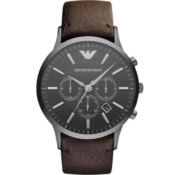 Buy Emporio Armani Sportivo Black Dial Brown Leather Strap Watch for Men - AR2462 in Pakistan