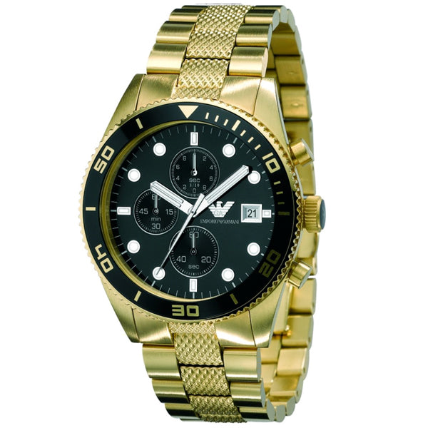 Buy Emporio Armani Black Dial Gold Steel Strap Watch for Men - AR5857 in Pakistan
