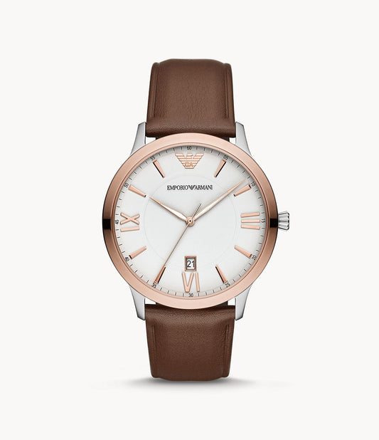 Buy Emporio Armani Men's Quartz Leather Strap White Dial 44mm Watch AR11211 in Pakistan
