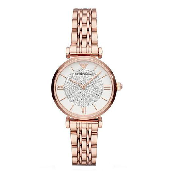 Buy Emporio Armani Gianni T Bar White Dial Rose Gold Steel Strap Watch for Women - AR11244 in Pakistan