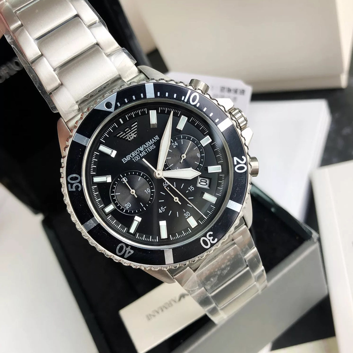 Buy Emporio Armani Men's Quartz Stainless Steel Black Dial 43mm Watch AR11360 in Pakistan
