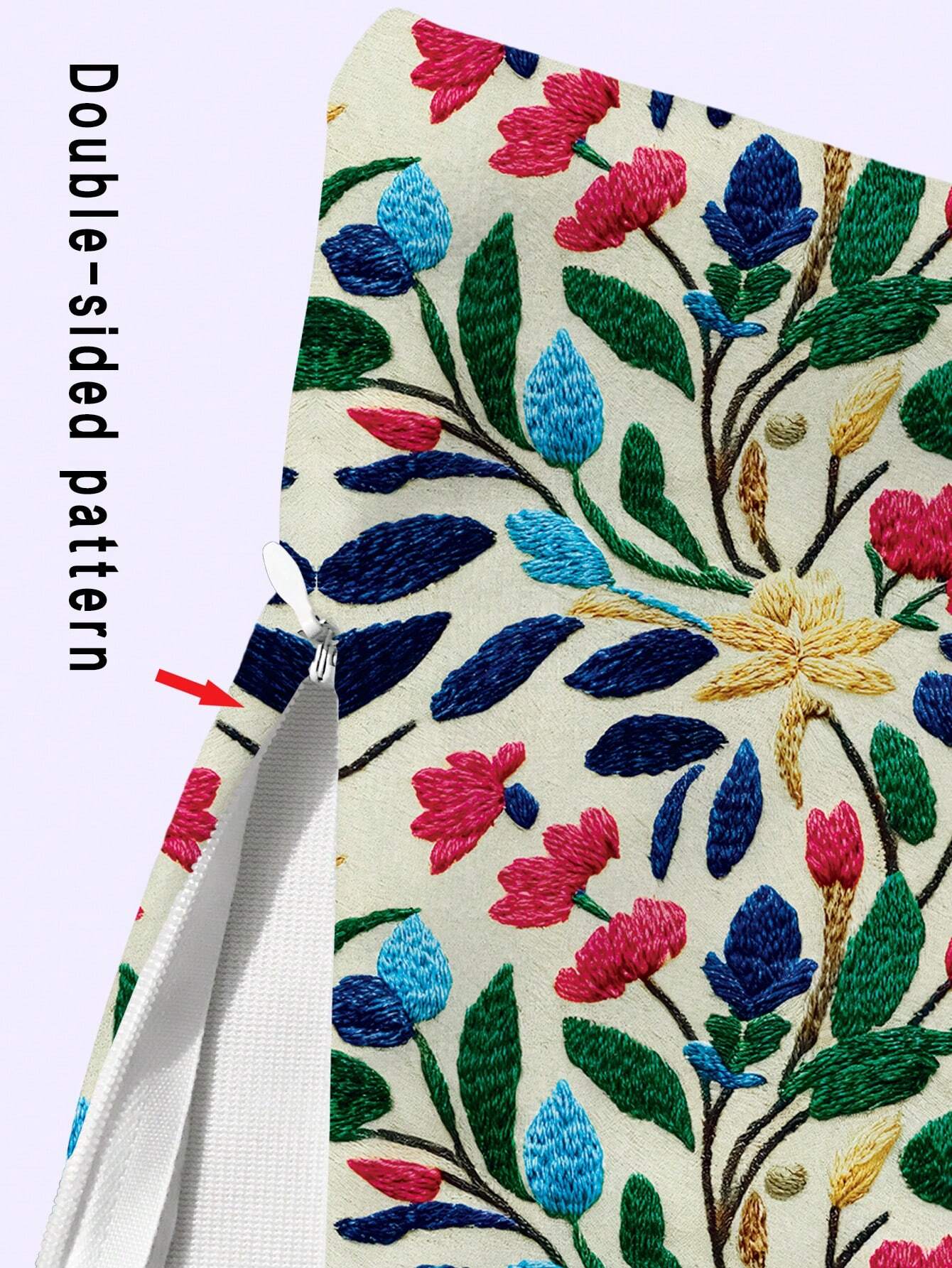 Buy SHEIN Abstract Floral & Leaves & Embroidered Pattern Print Double-sided Pillowcase With Digital Photography Image, Home Decor in Pakistan
