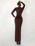 Buy SHEIN Aloruh Autumn/Winter New Slim Fit Warm Stand Collar Long Sleeve Cinched Waist Extra-Long Versatile Knit Dress in Pakistan