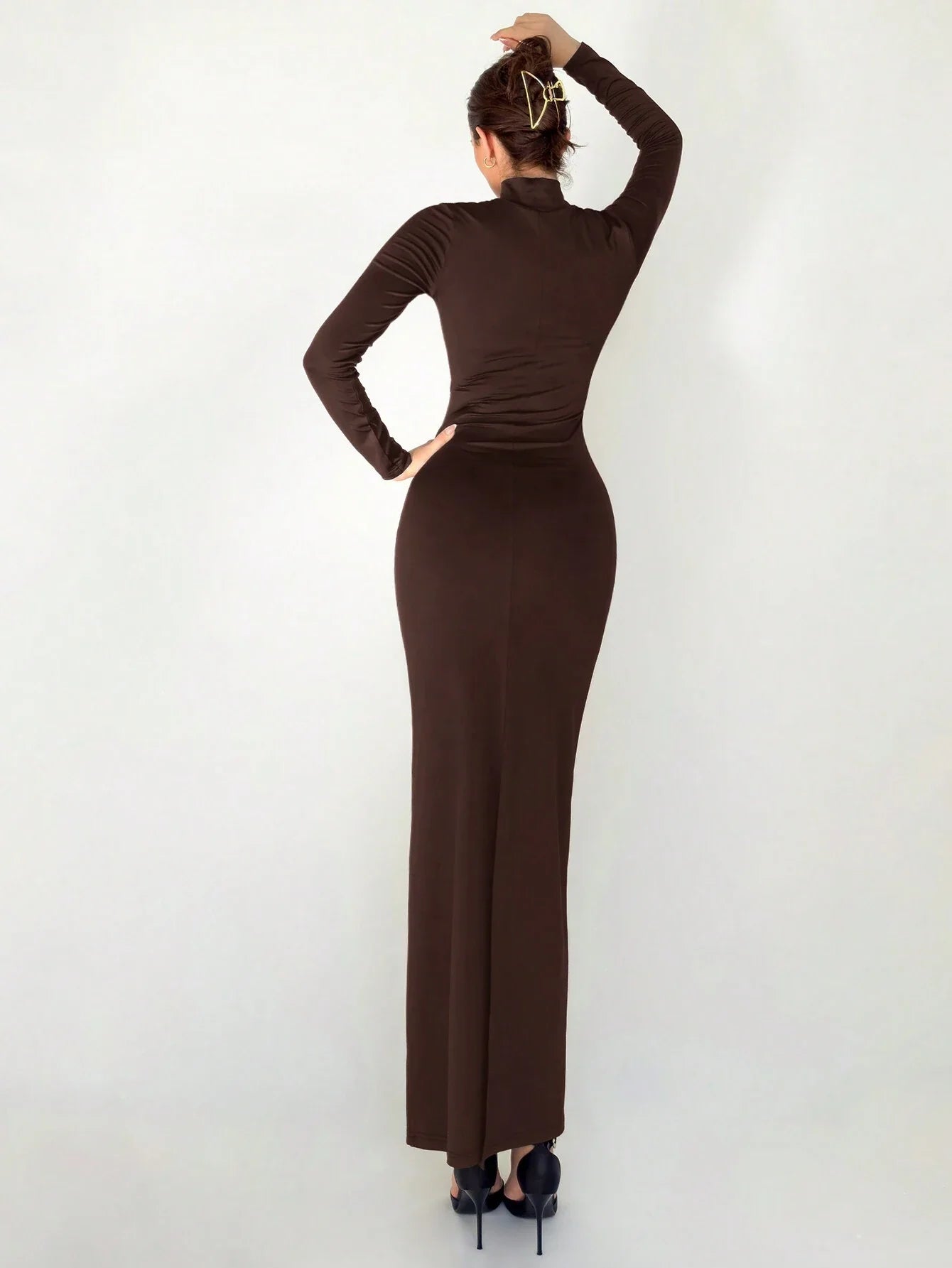 Buy SHEIN Aloruh Autumn/Winter New Slim Fit Warm Stand Collar Long Sleeve Cinched Waist Extra-Long Versatile Knit Dress in Pakistan