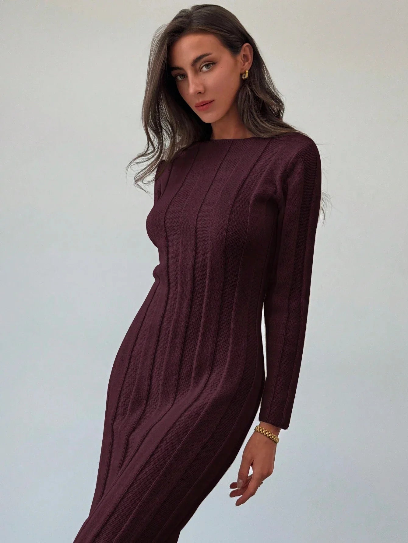Buy SHEIN Aloruh New Arrival Round Neck Long Sweater Dress in Pakistan
