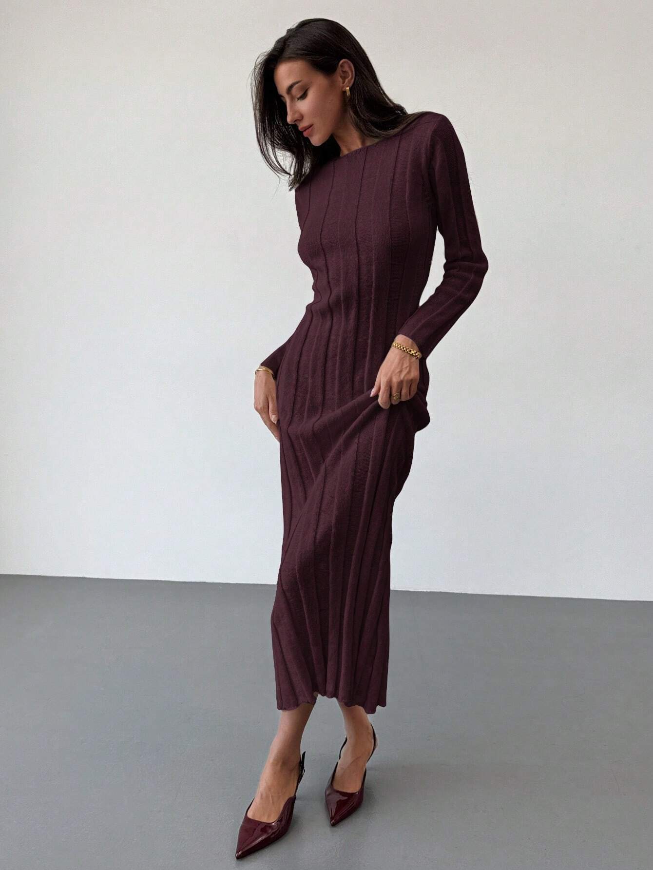 Buy SHEIN Aloruh New Arrival Round Neck Long Sweater Dress in Pakistan