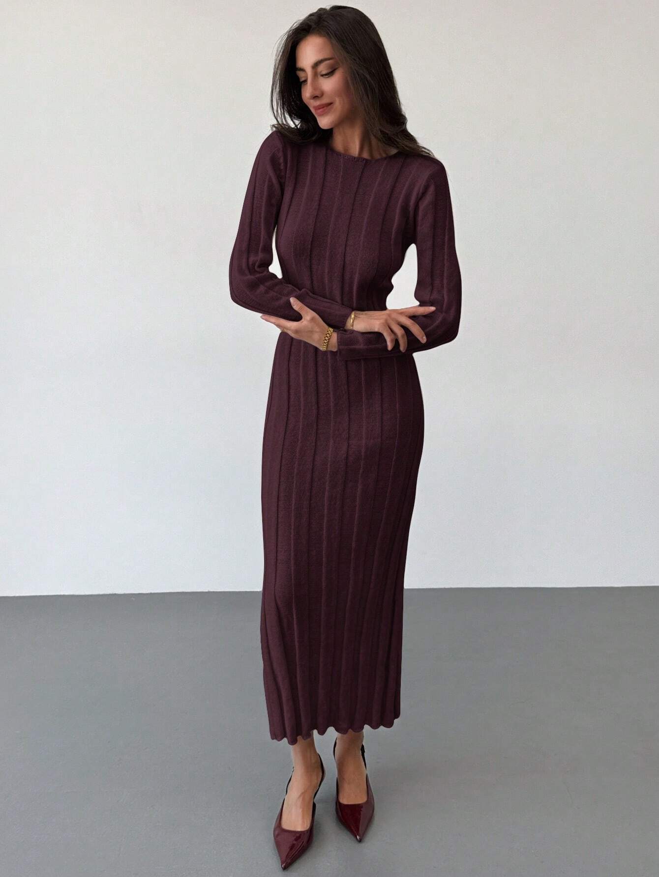 Buy SHEIN Aloruh New Arrival Round Neck Long Sweater Dress in Pakistan