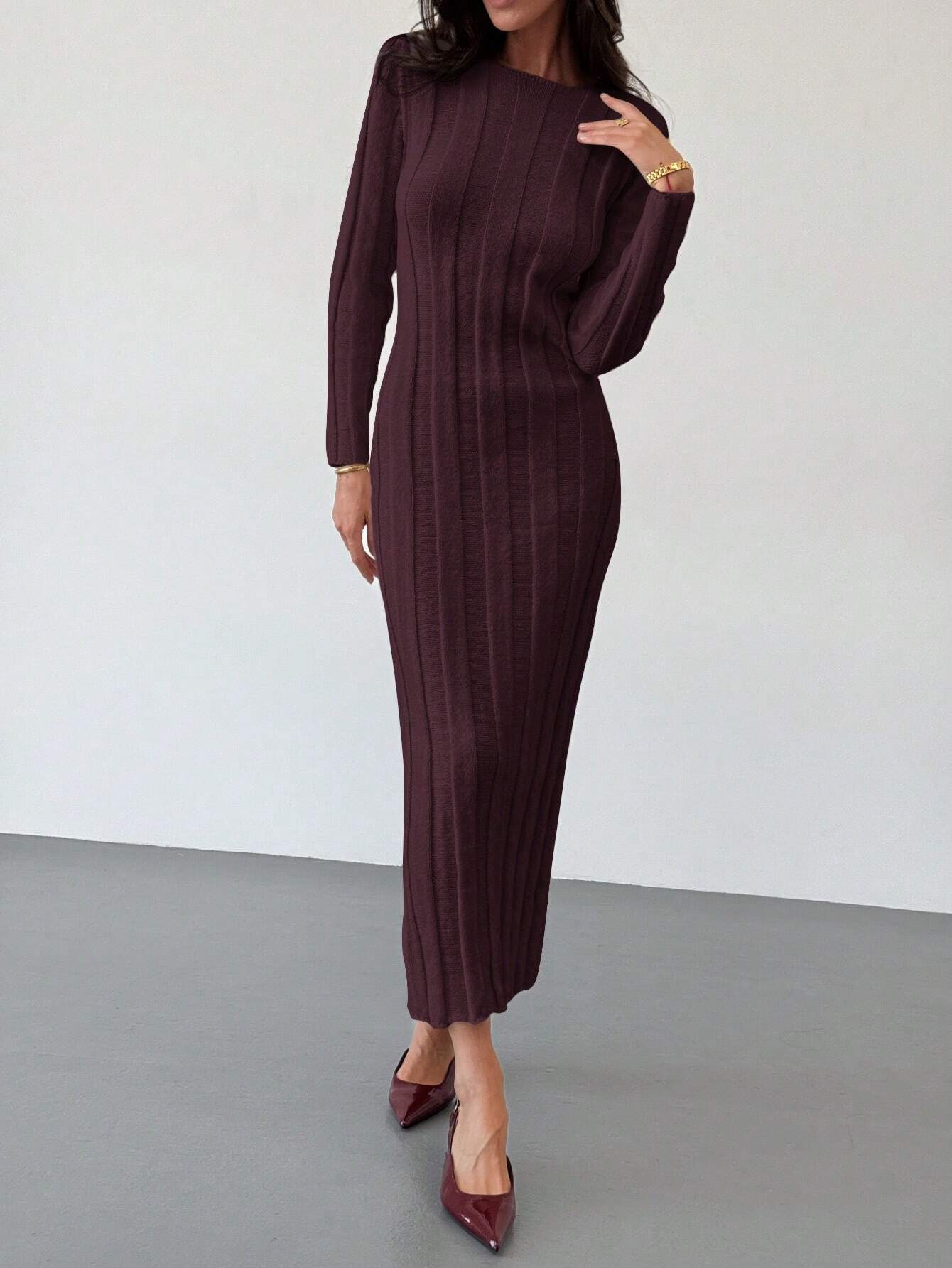 Buy SHEIN Aloruh New Arrival Round Neck Long Sweater Dress in Pakistan