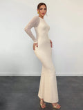 Buy SHEIN Aloruh Women's New Knitted Textured Fabric Solid Color Bodycon Long Sleeve Backless Mermaid Dress in Pakistan