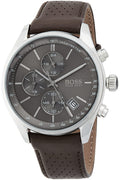 Buy Hugo Boss Mens Chronograph Quartz Leather Strap Grey Dial 44mm Watch - 1513476 in Pakistan